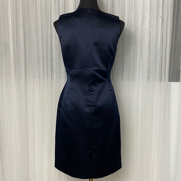 Vintage 90’s Andrea Jovine Navy Floral Embroidery Midi Sleeveless Dress Size 8 - Picture 5 of 17